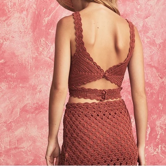 Tularosa Rust Crochet Knit Top - Picture 6 of 7